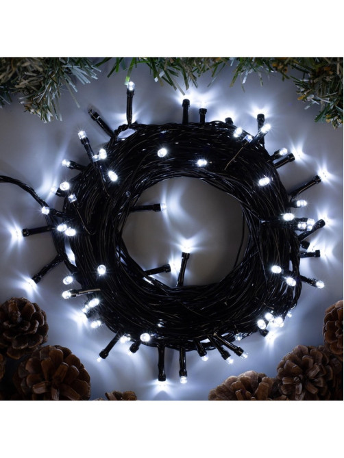 Гирлянда «Нить» 10 м, IP20, тёмная нить, 100 LED, 8 режимов, 220 В, свечение белое