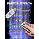 Гирлянда «Занавес» 2.8×3 м, роса на крючках, с пультом, IP20, серебристая нить, 300 LED, свечение мульти, 8 режимов, USB