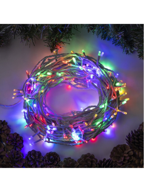 Гирлянда «Нить» 20 м, IP20, белая нить, 200 LED, свечение мульти, 8 режимов, 220 В