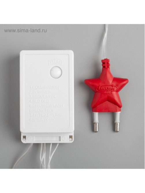 Гирлянда «Водопад» 2×1.5 м, IP20, прозрачная нить, 400 LED, свечение белое/синее, 8 режимов, 220 В