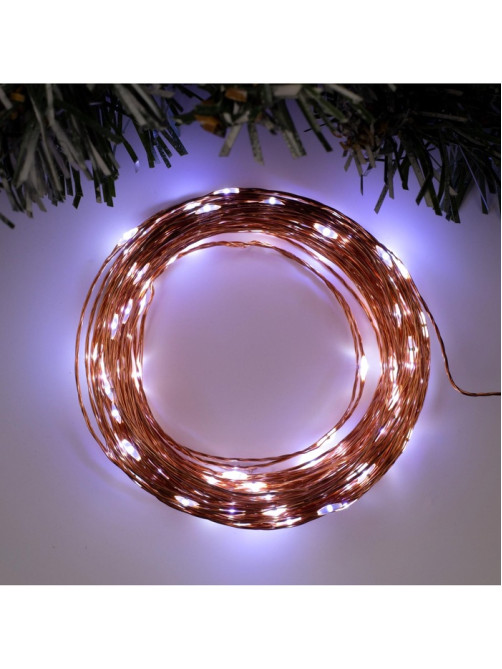 Гирлянда «Нить» 20 м, роса, IP20, медная нить, 200 LED, свечение белое, 12 В