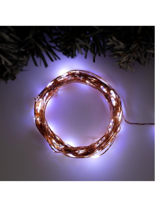 Гирлянда «Нить» 10 м, роса, IP20, медная нить, 100 LED, свечение белое, 12 В
