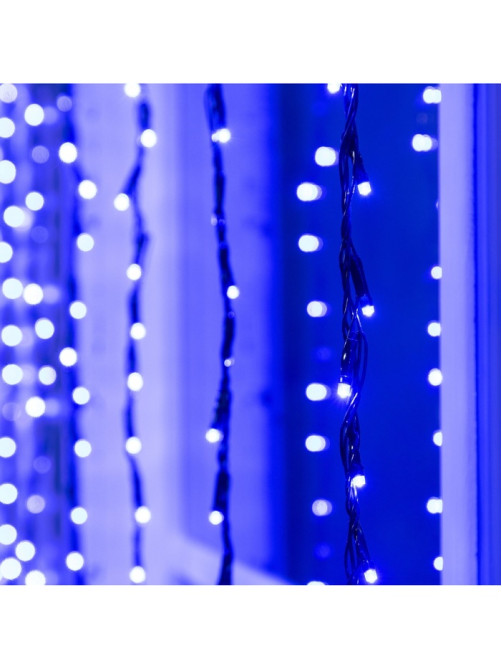 Гирлянда «Водопад» 2×1.5 м, IP44, тёмная нить, 400 LED, свечение синее, 8 режимов, 220 В