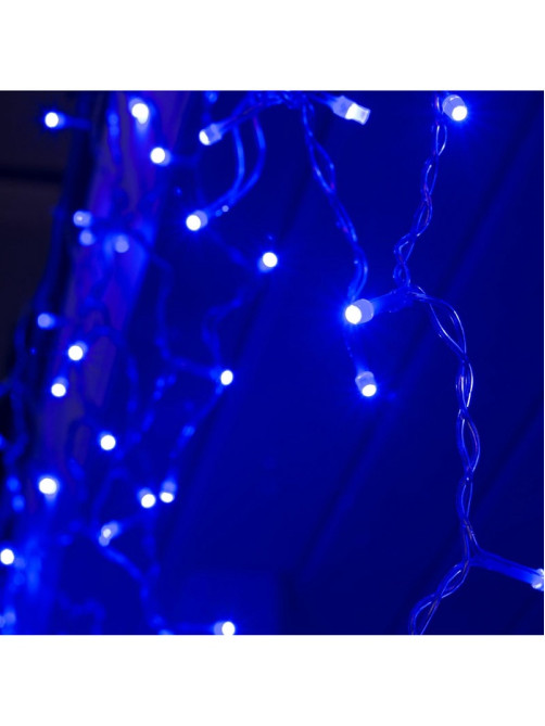 Гирлянда «Бахрома» 3×0.6 м, IP44, УМС, прозрачная нить, 160 SMD-LED, свечение синее, 220 В