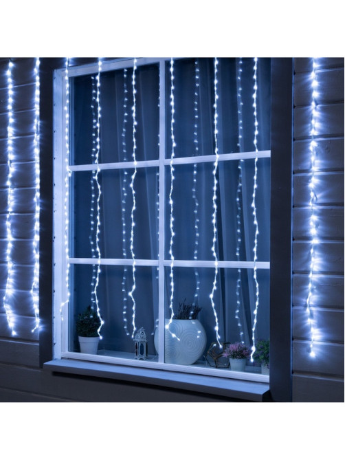 Гирлянда «Водопад» 2×1.5 м, IP44, прозрачная нить, 400 LED, свечение белое, 8 режимов, 220 В