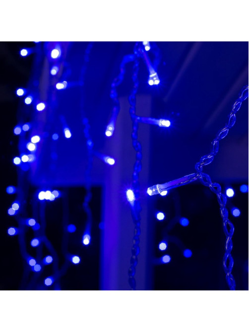 Гирлянда «Бахрома» 4×0.6 м, IP44, прозрачная нить, 180 LED, свечение синее, 8 режимов, 220 В