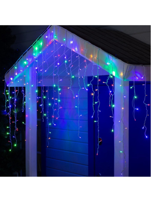 Гирлянда «Бахрома» 3×0.9 м, IP44, УМС, белая нить, 232 LED, свечение мульти, 220 В