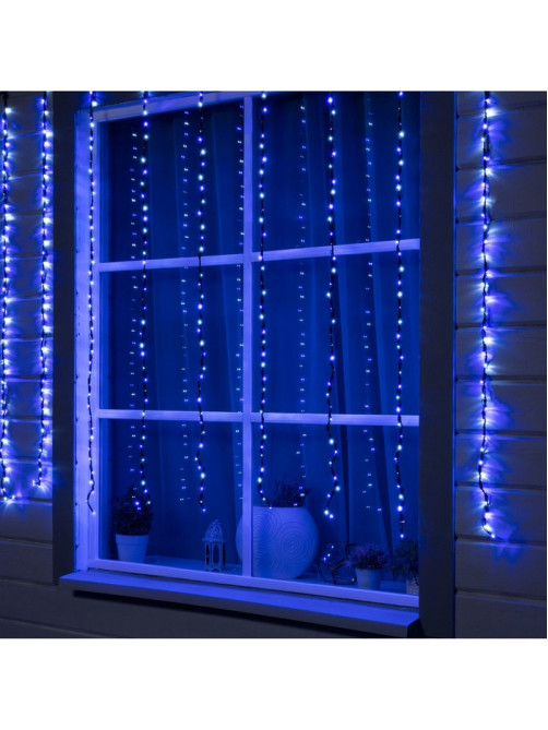 Гирлянда «Водопад» 2×1.5 м, IP44, тёмная нить, 400 LED, свечение бело-синее, 8 режимов, 220 В