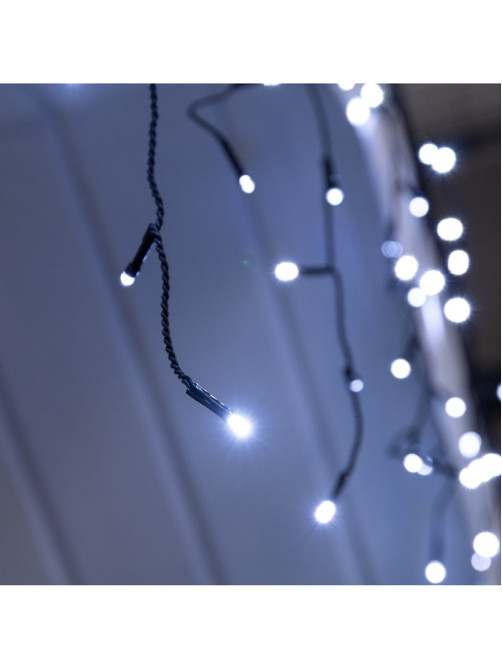 Гирлянда «Бахрома» 3×0.6 м, IP44, УМС, тёмная нить, 100 LED, свечение белое, мерцание, 24 В