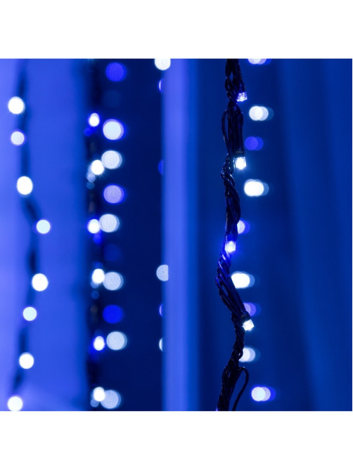 Гирлянда «Водопад» 2×1.5 м, IP44, тёмная нить, 400 LED, свечение бело-синее, 8 режимов, 220 В