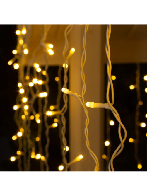 Гирлянда «Бахрома» 3×0.9 м, IP44, УМС, белая нить, 232 LED, свечение тёплое белое, 220 В