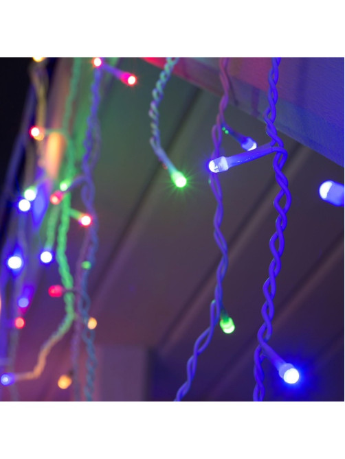 Гирлянда «Бахрома» 3×0.6 м, IP44, УМС, белая нить, 160 SMD-LED, свечение мульти, 220 В