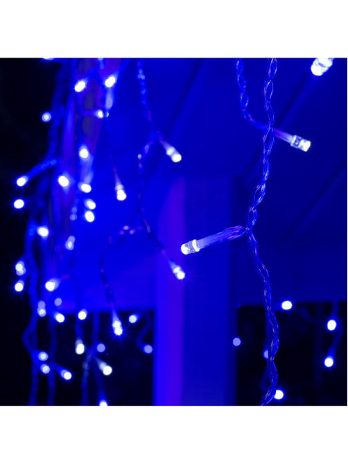 Гирлянда «Бахрома» 4×0.6 м, IP44, прозрачная нить, 180 LED, свечение синее, мерцание белым, 220 В