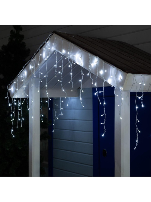 Гирлянда «Бахрома» 3×0.6 м, IP44, УМС, белая нить, 160 LED, свечение белое, мерцание белым, 220 В