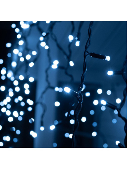 Гирлянда «Бахрома» 3×0.9 м, IP65, УМС, тёмная нить каучук, 144 LED, свечение белое, 220 В