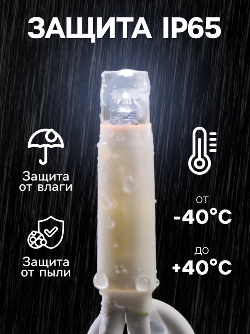 Гирлянда «Бахрома» 3×0.6 м, IP65, УМС, белая нить каучук, 108 LED, свечение белое, 220 В