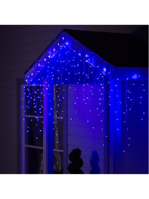 Гирлянда «Бахрома» 3×0.9 м, IP44, УМС, прозрачная нить, 232 LED, свечение синее, 220 В