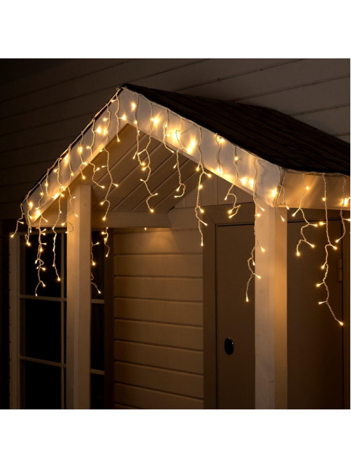 Гирлянда «Бахрома» 4×0.6 м, IP44, белая нить, 180 LED, свечение тёплое белое, 8 режимов, 220 В
