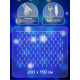 Гирлянда «Сеть» 2×1.5 м, IP44, УМС, прозрачная нить, 192 LED, свечение синее, 220 В