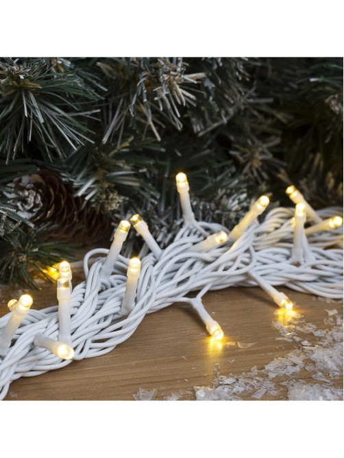 Гирлянда «Нить» 10 м, IP44, УМС, белая нить, 100 LED, свечение тёплое белое, 220 В