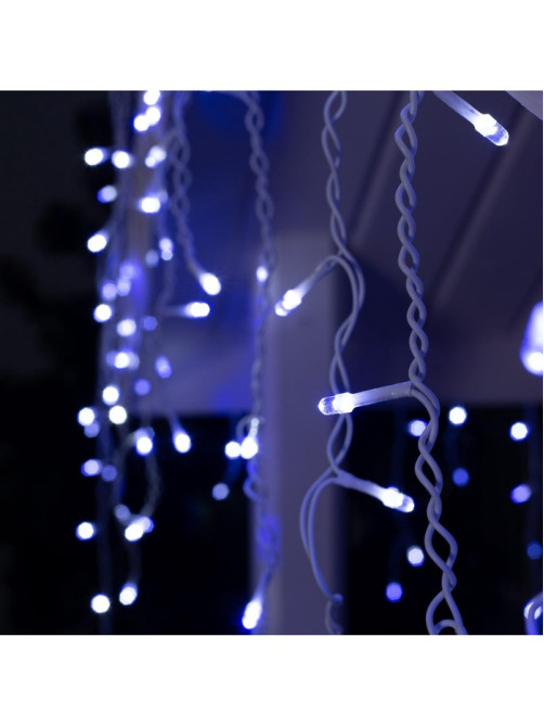 Гирлянда «Бахрома» 4×0.6 м, IP44, белая нить, 180 LED, свечение бело-синее, мигание, 220 В