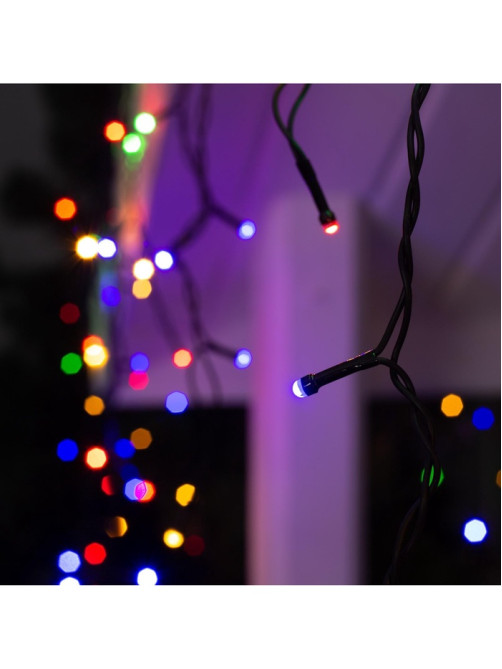 Гирлянда «Бахрома» 3×0.6 м, IP44, УМС, тёмная нить, 160 SMD-LED, свечение мульти, 220 В