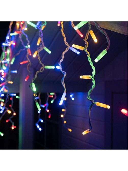 Гирлянда «Бахрома» 3×0.6 м, IP65, УМС, белая нить каучук, 108 LED, свечение мульти, 220 В