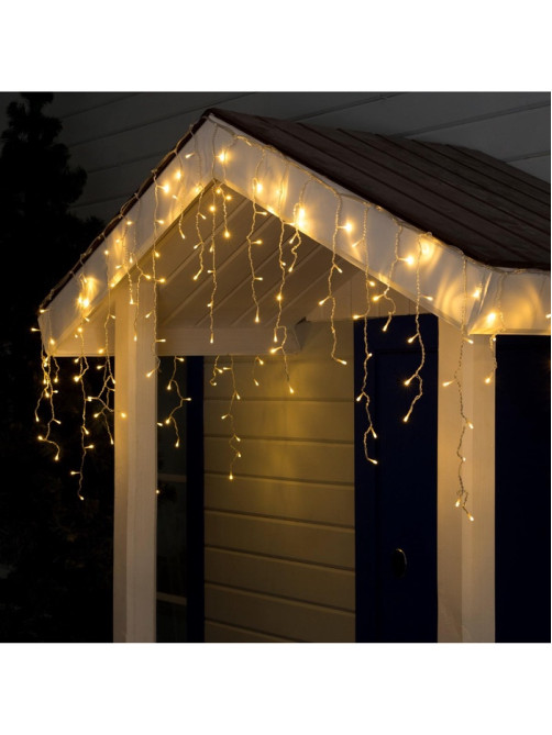Гирлянда «Бахрома» 3×0.6 м, IP44, УМС, прозрачная нить, 160 LED, свечение тёплое белое, 220 В