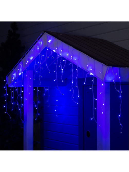 Гирлянда «Бахрома» 3×0.6 м, IP44, УМС, белая нить, 160 LED, свечение синее, 220 В