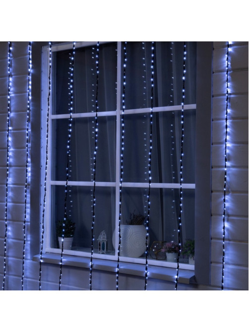 Гирлянда «Водопад» 2×3 м, IP44, УМС, тёмная нить, 800 LED, свечение белое, 8 режимов, 220 В