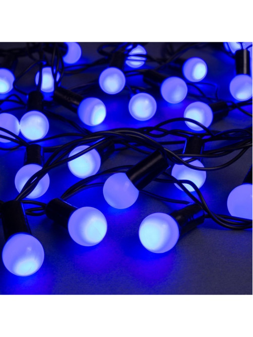 Гирлянда «Нить» 10 м с насадками «Шарики 1.5 см», IP44, тёмная нить, 100 LED, свечение синее, 8 режимов, 220 В