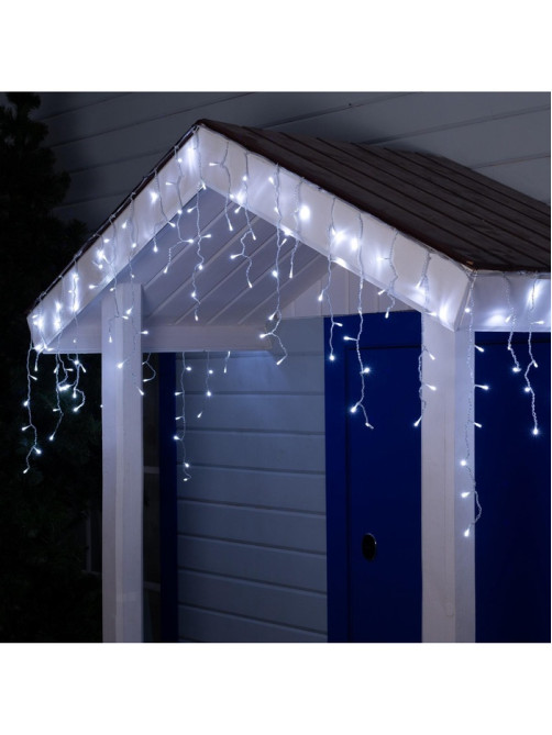 Гирлянда «Бахрома» 4×0.6 м, IP44, прозрачная нить, 180 LED, свечение белое, мерцание белым, 220 В