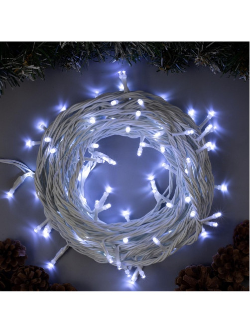 Гирлянда «Нить» 10 м, IP44, УМС, белая нить, 100 LED, свечение белое, 220 В