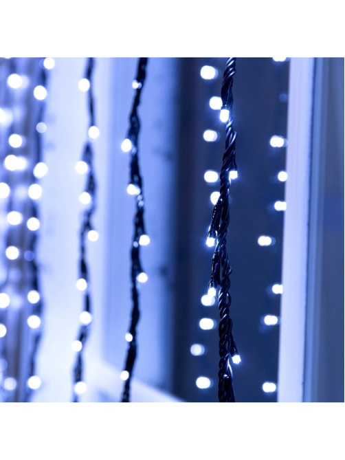 Гирлянда «Водопад» 2×1.5 м, IP44, УМС, прозрачная нить, 400 LED, свечение белое, 8 режимов, 220 В
