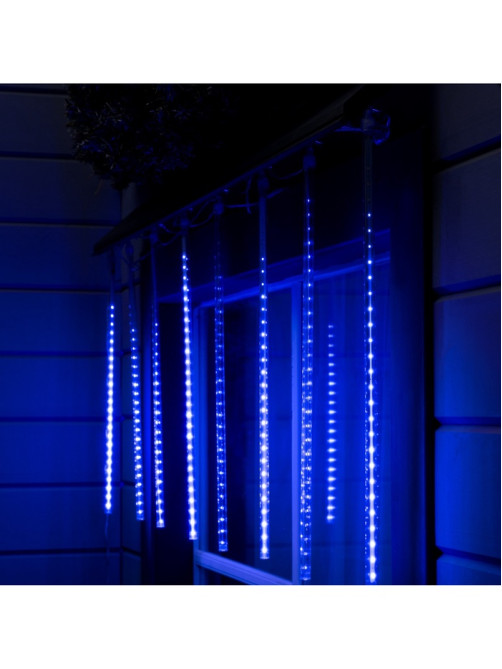 Гирлянда «Сосульки» 2.5×0.5 м, IP65, прозрачная нить, 288 LED, свечение синее с эффектом стекания, 12 В