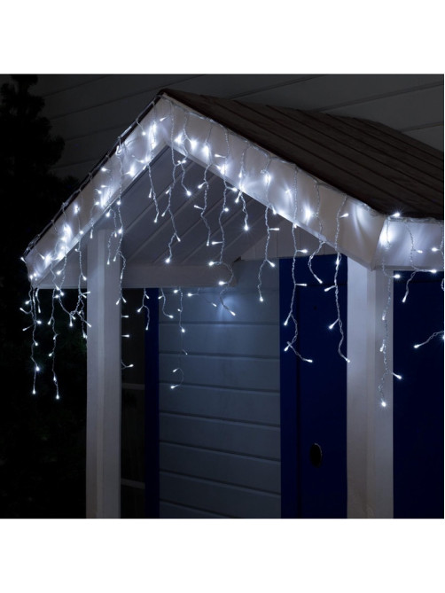 Гирлянда «Бахрома» 3×0.6 м, IP44, УМС, прозрачная нить, 160 LED, свечение белое, мерцание белым, 220 В