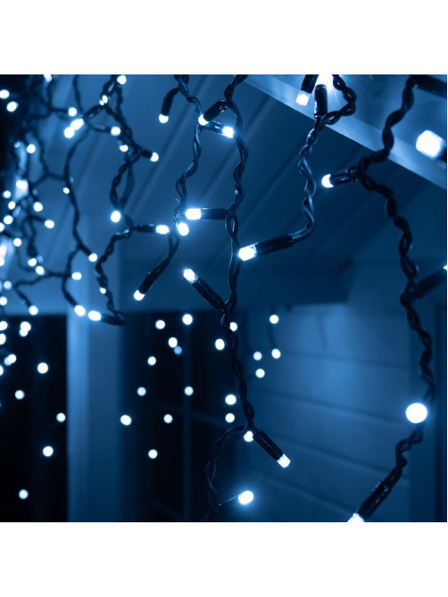 Гирлянда «Бахрома» 3×0.6 м, IP65, УМС, тёмная нить каучук, 108 LED, свечение белое, 220 В