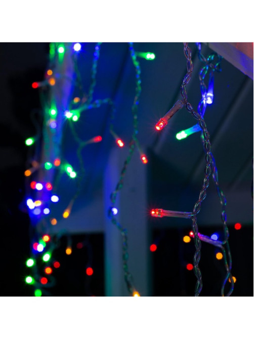 Гирлянда «Бахрома» 3×0.6 м, IP44, УМС, прозрачная нить, 160 LED, свечение мульти, 220 В