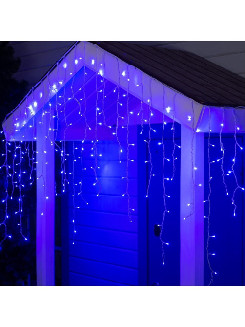 Гирлянда «Бахрома» 3×0.9 м, IP44, УМС, белая нить, 232 LED, свечение синее, 220 В