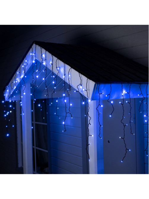 Гирлянда «Бахрома» 4×0.6 м, IP44, тёмная нить, 180 LED, свечение синее, мерцание белым, 220 В