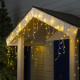 Гирлянда «Бахрома» 3×0.6 м, IP44, УМС, прозрачная нить, 160 LED, свечение тёплое белое, мерцание белым, 220 В