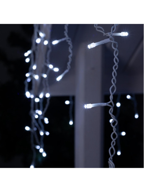 Гирлянда «Бахрома» 4×0.6 м, IP44, белая нить, 180 LED, свечение белое, 8 режимов, 220 В
