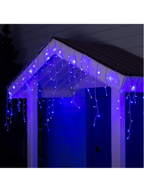 Гирлянда «Бахрома» 4×0.6 м, IP44, белая нить, 180 LED, свечение синее, мерцание белым, 220 В