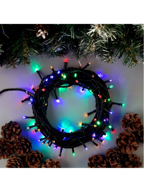 Гирлянда «Нить» 10 м, IP44, тёмная нить, 100 LED, свечение мульти, 8 режимов, 220 В