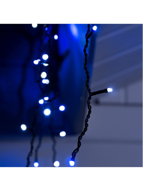 Гирлянда «Бахрома» 3×0.6 м, IP44, УМС, тёмная нить, 160 LED, свечение бело-синее, мигание, 220 В