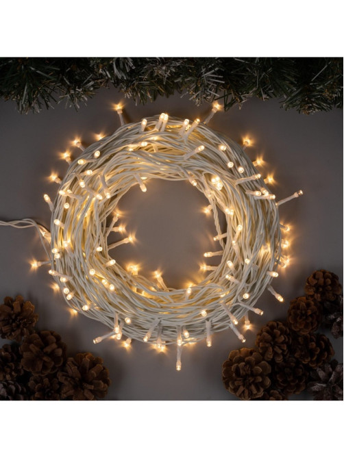 Гирлянда «Нить» 20 м, IP44, белая нить, 200 LED, свечение тёплое белое, 8 режимов, 220 В