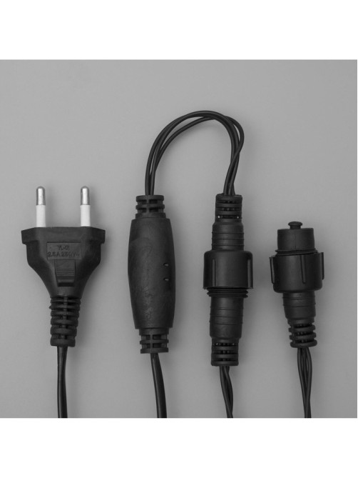 Гирлянда «Нить» 10 м, IP44, УМС, тёмная нить, 100 LED, свечение тёплое белое, мерцание белым, 220 В
