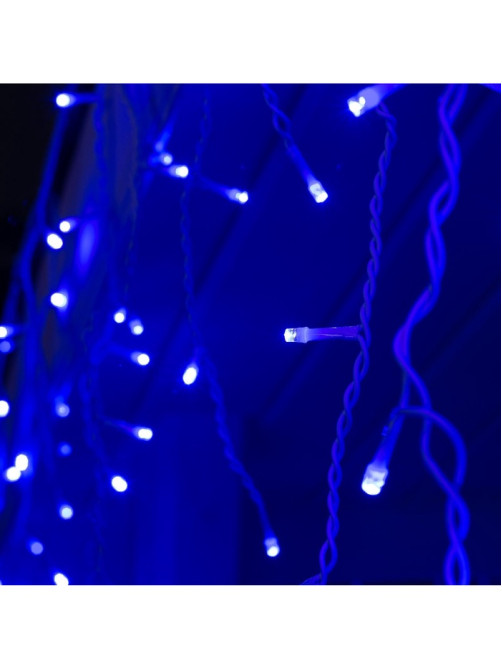 Гирлянда «Бахрома» 3×0.6 м, IP44, УМС, белая нить, 160 LED, свечение синее, 220 В