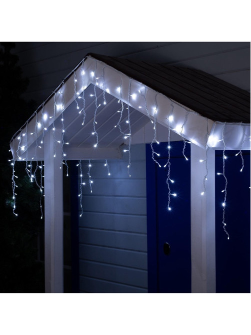 Гирлянда «Бахрома» 4×0.6 м, IP44, белая нить, 180 LED, свечение белое, 8 режимов, 220 В