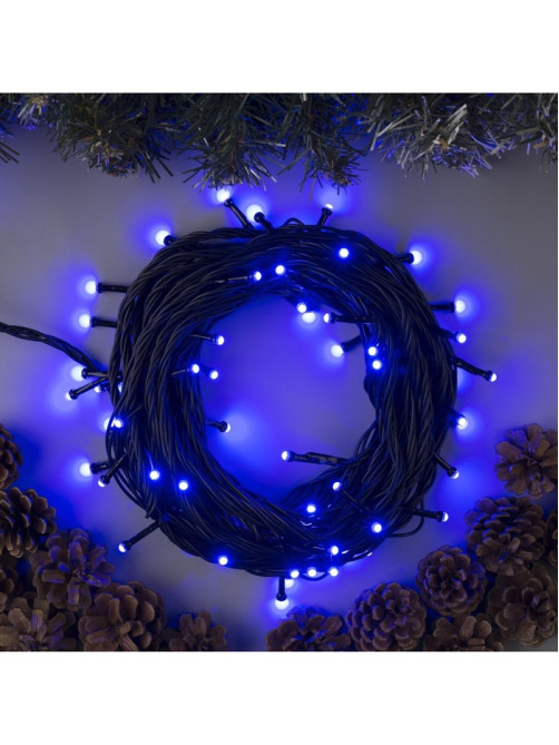 Гирлянда «Нить» 10 м, IP44, УМС, тёмная нить, 72 SMD-LED, свечение синее, 220 В